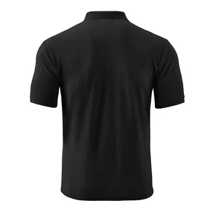 Πίσω όψη ενός premium μαύρου ανδρικού polo t-shirt βαρέως τύπου με επαγγελματική