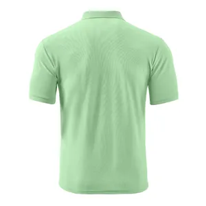 Πίσω όψη ενός βαριού ανδρικού casual Polo μπλουζάκι σε χρώμα μέντας από απομίμηση βαμβακιού