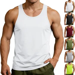 Camiseta de tirantes deportiva de secado rápido para hombre en blanco y varios colores.