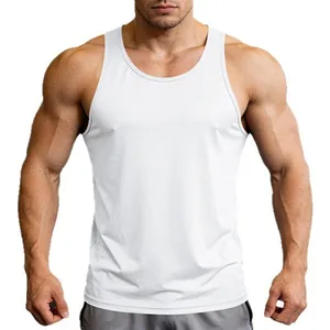 Witte spierwitte tanktop voor heren voor bodybuilding en intensieve fitnesstraining