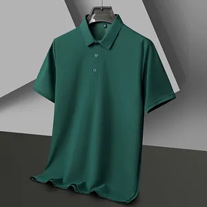 Men Casual Polyester Polo Shirt Heavyweight Short Sleeve Solid Color Pique Top Breathable Quick Dry Polo For Daily Office