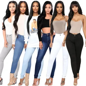 Collection of women's high-waisted stretch skinny jeans in multiple colors
