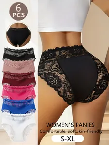 6er-Pack sexy Damen-Spitzenunterwäsche in verschiedenen Farben aus atmungsaktiver Milchseide