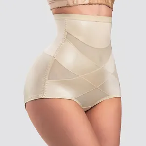 Close-up of high-waist mesh shapewear with fishbone support and butt-lifting design