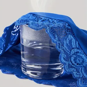 Atmungsaktive blaue Spitzenunterwäsche für Damen aus weichem Milchseidenmaterial