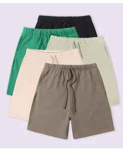 Detailed view showing five available colors of men's heavyweight brushed casual cotton shorts