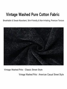 Macro view of high quality vintage washed pure cotton fabric for dark grey polo shirts