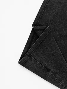 Detailed view of exquisite hem stitching on a retro washed cotton Polo shirt
