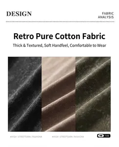 Detailed view of heavy vintage washed pure cotton fabric texture in black, brown and green.