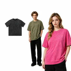 Vintage πλυμένο βαμβακερό μπλουζάκι σε oversized unisex γραμμή για καθημερινή χρήση
