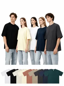 Βαρύ Καθαρό Βαμβακερό T-Shirt Oversized Πεσμένοι Ώμοι Κοντό Μανίκι Τοπ Χαλαρό Casual Streetwear Unisex T-Shirt Βασικό Μονόχρωμο Tee