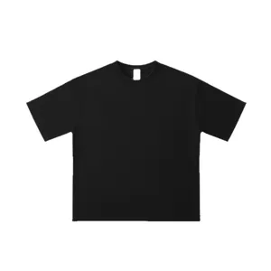 Heavyweight 230g pure cotton oversized black crew neck T-shirt with dropped shoulders