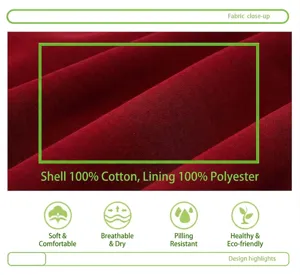 Macro view showing the premium 100% cotton surface and polyester inner fabric of the hoodie.