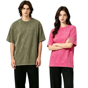 Heavyweight 260g washed distressed oversized pure cotton t-shirt for men and women