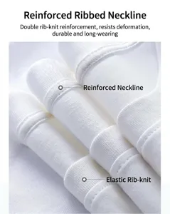 Dettaglio ravvicinato dello scollo rotondo a coste rinforzate su t-shirt in cotone pesante