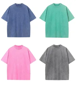 Detail view of four different colors for oversized vintage washed cotton t-shirts