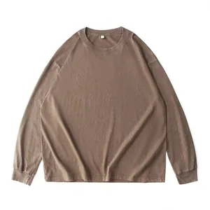Washed oversized long sleeve T-shirt with drop shoulder detail in vintage brown color