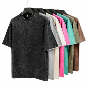 Zware 230g gewassen katoenen T-shirts in vintage stijl, losse pasvorm, verkrijgbaar in 10 kleuren.