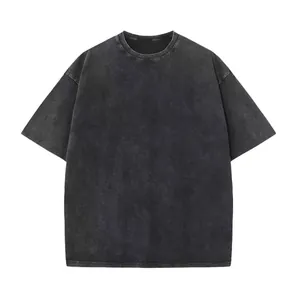 Vintage charcoal washed heavy cotton oversized T-shirt with a relaxed round neck design