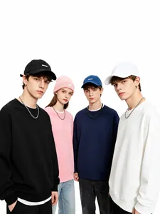 Sweat à col rond lourd de 320g avec coupe ample à épaules tombantes pour hommes et femmes