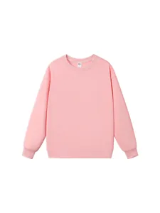 Sweat-shirt rose épais 320g à col rond avec épaules tombantes et coupe ample unisexe