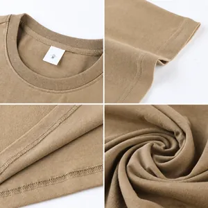 Premium heavyweight 330g cotton t-shirt details showing neckline, cuffs, and fabric texture