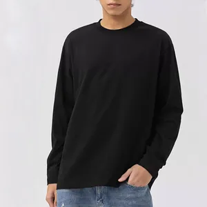 Βαρύ Βαμβακερό Μακρυμάνικο T-Shirt για Άνδρες Γυναίκες Χαλαρή Εφαρμογή Στρογγυλή Λαιμόκοψη Μονόχρωμο Πουλόβερ Φθινόπωρο Basic Tee