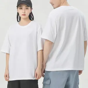 T-shirt en coton lourd 230G blanc pour hommes et femmes, coupe ample et décontractée.