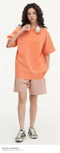 Oversized vintage washed cotton T-shirt in orange for a heavy casual look