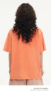 Back view of a 300g heavyweight oversized orange acid wash pure cotton vintage T-shirt