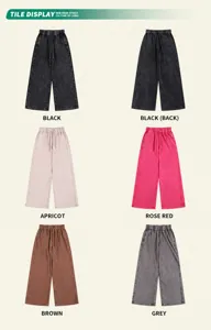 Multi-color tile display of 350G heavy washed vintage loose straight-leg sweatpants