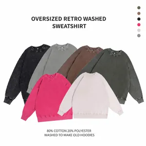 Oversized 350g vintage washed heavyweight crewneck sweatshirts in multiple colors