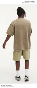 Back view of an oversized washed cotton t-shirt with heavy 300g fabric and acid wash texture