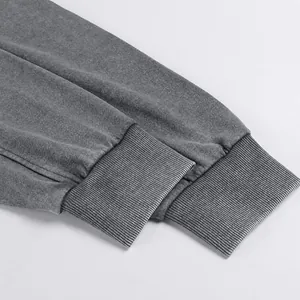 Detailed view of vintage washed heavy-duty sweatshirt featuring premium threaded cuffs
