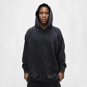 Sweat à capuche oversize délavé à l'acide en tissu lourd 400g de style streetwear rétro