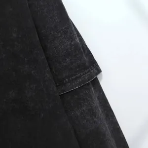 Oversized heavy washed distressed long sleeve T-shirt with fake two-piece cuff detail