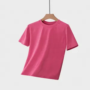 Women's hot pink washed cotton crop top short sleeve T-shirt with a slim fit silhouette