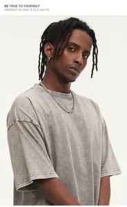 Oversized acid wash heavy cotton T-shirt in grey with drop shoulder design