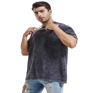 Detailed texture of a 230g heavy-duty vintage washed cotton oversized grey T-shirt