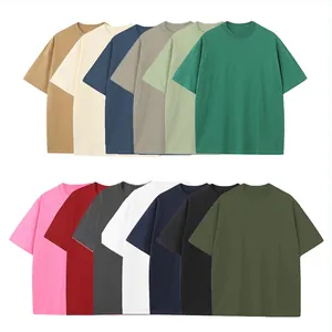 Oversized 230g cotton crewneck T-shirts for men in various colors with drop shoulder
