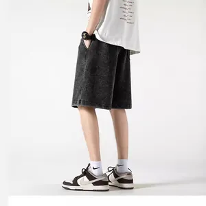 Retro batik washed distressed cotton shorts featuring an elastic waist and relaxed fit