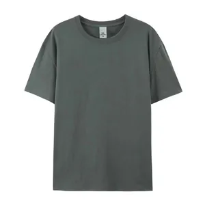 Loose fit dark gray 180g pure cotton oversized drop shoulder short sleeve T-shirt