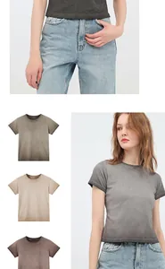 Detailed view of vintage ombre crop top T-shirt showing multiple color options