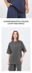Detail view of 260g washed vintage pure cotton oversize T-shirt with salt-dyed finish
