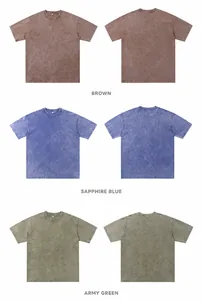 Premium 250g washed distressed oversize T-shirts in brown, sapphire blue, and army green.