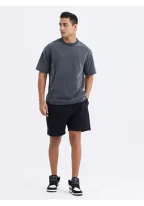 Heavyweight 280g vintage washed oversized cotton t-shirt for men in charcoal