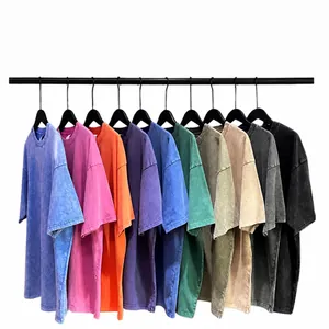 Men Heavyweight Cotton T-Shirt Oversized American Vintage Distressed Wash Top Drop Shoulder Round Neck Streetwear Short Sleeve Tee