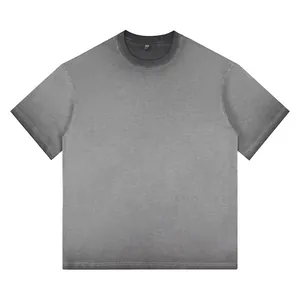 Heavyweight 260g cotton oversized t-shirt with vintage charcoal gray gradient wash