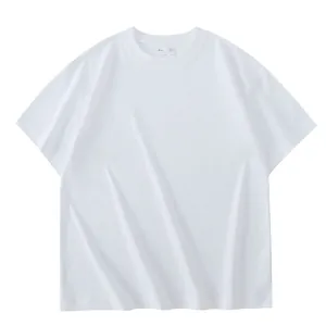 Premium 280g zwaar katoen wit oversized t-shirt met verlaagde schouders en ronde hals