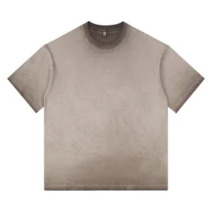Vintage acid-wash gradient oversized t-shirt made of 260g heavy pure cotton fabric